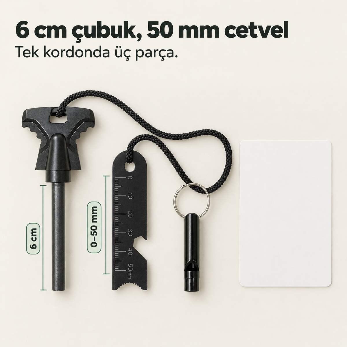 KAMPKOR Kıvılcım+ – Magnezyum Çubuğu ve Düdük Seti