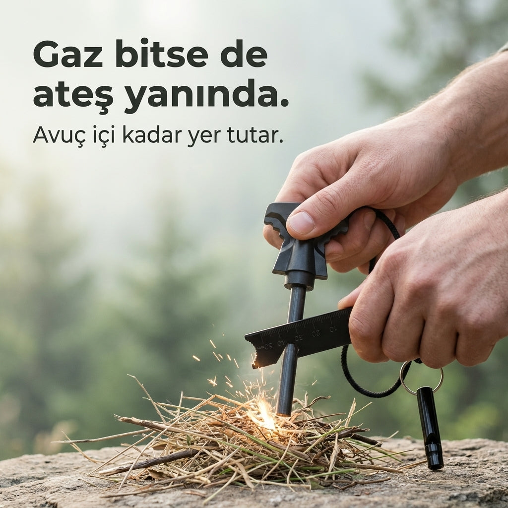 KAMPKOR Kıvılcım+ – Magnezyum Çubuğu ve Düdük Seti
