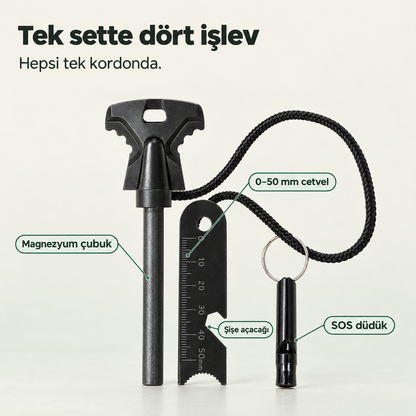 KAMPKOR Kıvılcım+ – Magnezyum Çubuğu ve Düdük Seti